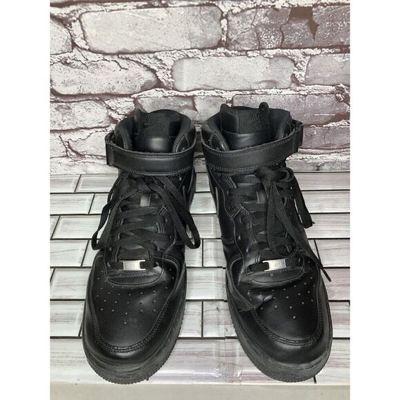 Nike Air Force 1 '07 High Triple Black Lace Up High Top Sneakers Men 12M US/46EU - Picture 1 of 16